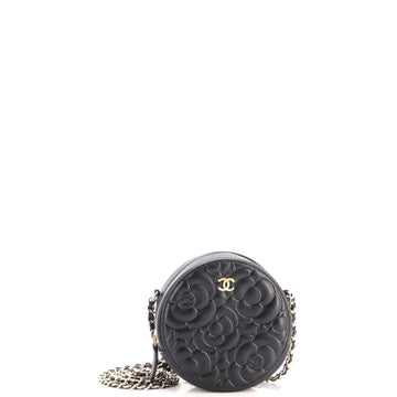 Chanel Round Clutch with Chain Camellia Caviar Mini