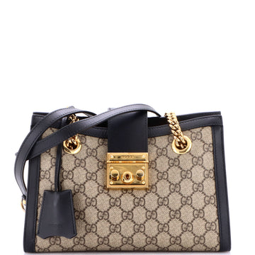 Gucci Padlock Chain Tote GG Coated Canvas with Leather Small