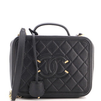 Chanel Filigree Vanity Case Quilted Caviar Medium