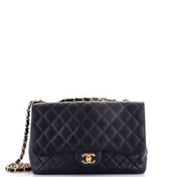 Chanel Classic Single Flap Bag Quilted Caviar Jumbo
