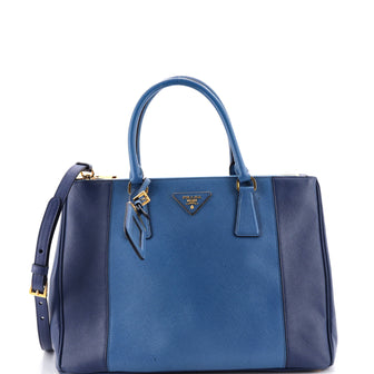 Prada Bicolor Double Zip Lux Tote Saffiano Leather Medium