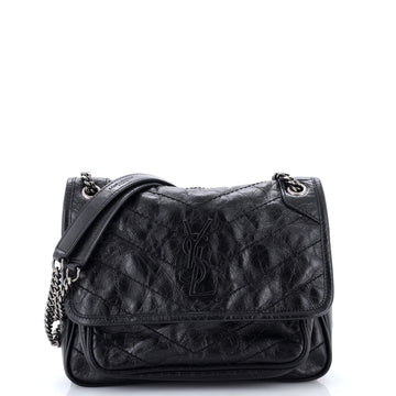 Saint Laurent Niki Chain Flap Bag Matelasse Chevron Leather Baby
