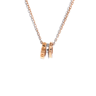 Cartier Love 3 Ring Pendant Necklace 18K Rose Gold and 18K White Gold with 6 Diamonds