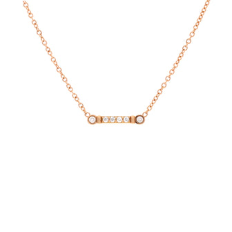 Tiffany & Co. Fleur de Lis Key Bar Pendant Necklace 18K Rose Gold and Diamonds
