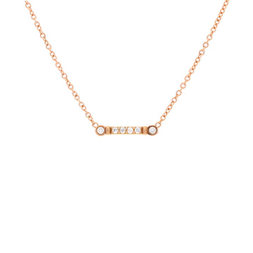 Tiffany & Co. Fleur de Lis Key Bar Pendant Necklace 18K Rose Gold and Diamonds