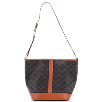 Celine Bucket Bag Triomphe Coated Canvas Medium
