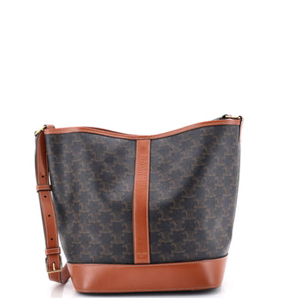 Celine Bucket Bag Triomphe Coated Canvas Medium
