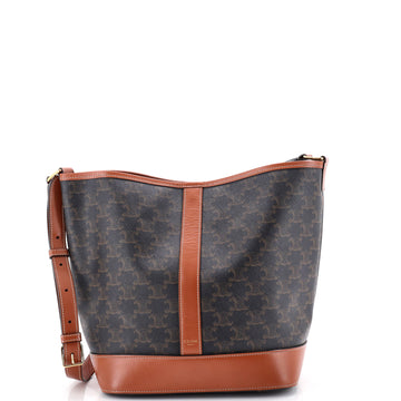 Celine Bucket Bag Triomphe Coated Canvas Medium