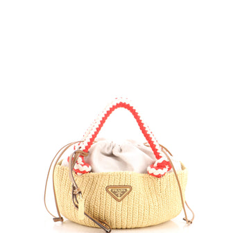 Prada Basket Tote Crochet Raffia Small