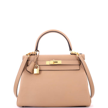 Hermes Kelly Handbag Brown Evercolor with Gold Hardware 28