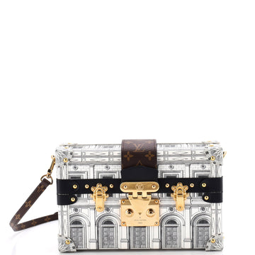 Louis Vuitton Petite Malle Handbag Limited Edition Fornasetti Architettura Print Leather and Monogram Canvas