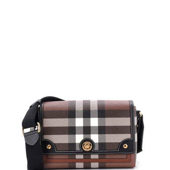 Burberry Note Crossbody Bag Check Canvas and Leather Medium