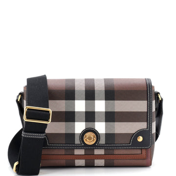 Burberry Note Crossbody Bag Check Canvas and Leather Medium
