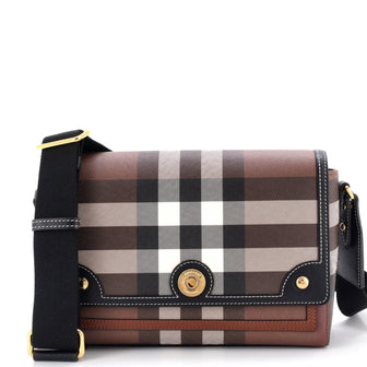Burberry Note Crossbody Bag Check Canvas and Leather Medium
