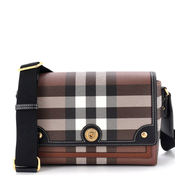 Burberry Note Crossbody Bag Check Canvas and Leather Medium
