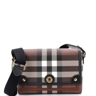 Burberry Note Crossbody Bag Check Canvas and Leather Medium