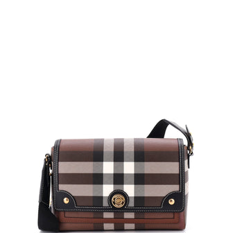 Burberry Note Crossbody Bag Check Canvas and Leather Medium