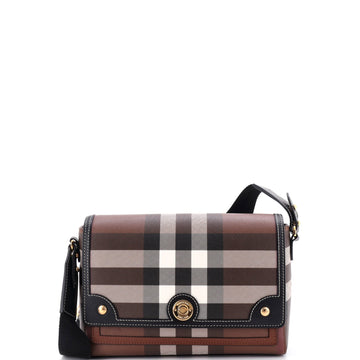Burberry Note Crossbody Bag Check Canvas and Leather Medium