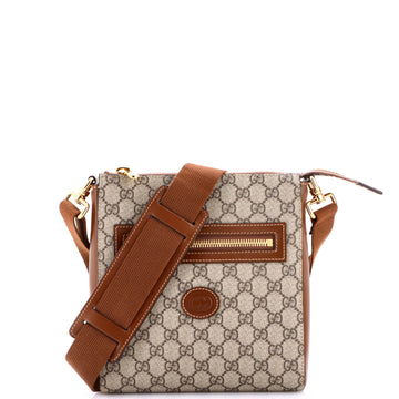 Gucci Interlocking G Patch Zip Messenger Bag GG Coated Canvas Small