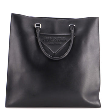 Prada Triangle Logo Convertible Open Tote Leather Large