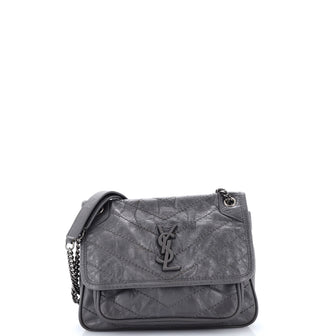 Saint Laurent Niki Chain Flap Bag Matelasse Chevron Leather Baby