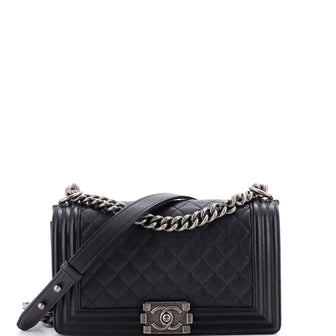 Chanel Boy Flap Bag Quilted Caviar Old Medium