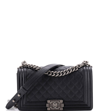 Chanel Boy Flap Bag Quilted Caviar Old Medium