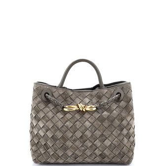 Bottega Veneta Andiamo Top Handle Bag Intrecciato Suede Small