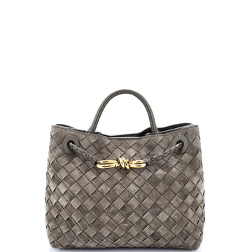 Bottega Veneta Andiamo Top Handle Bag Intrecciato Suede Small