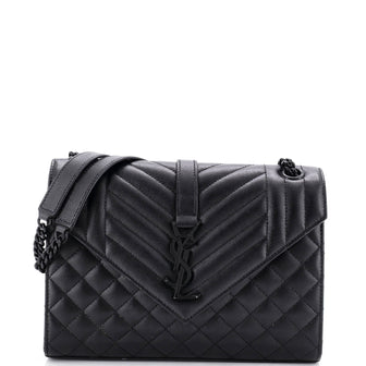 Saint Laurent Classic Monogram Envelope Satchel Mixed Matelasse Leather Medium