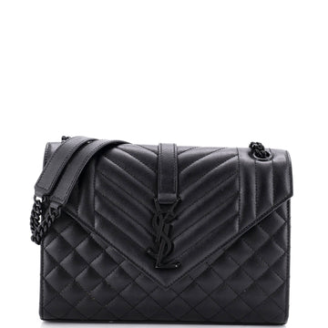 Saint Laurent Classic Monogram Envelope Satchel Mixed Matelasse Leather Medium