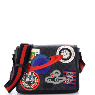 Gucci Night Courrier Flap Messenger GG Coated Canvas with Applique Large