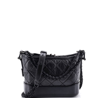 Chanel So Black Gabrielle Hobo Quilted Aged Calfskin Small