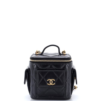 Chanel Polly Pocket Top Handle Vanity Case Quilted Lambskin Mini