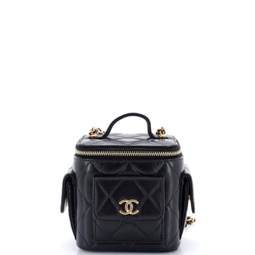 Chanel Polly Pocket Top Handle Vanity Case Quilted Lambskin Mini