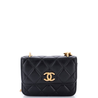 Chanel Sweet Camellia Flap Clutch with Chain Quilted Lambskin Mini