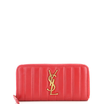 Saint Laurent Vicky Zip Wallet Vertical Quilted Leather Long