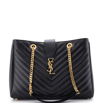 Saint Laurent Classic Monogram Shopper Matelasse Chevron Leather Large