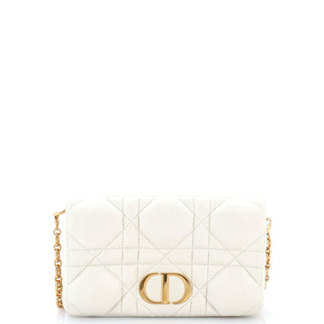 Christian Dior Caro Flap Pouch with Chain Macrocannage Quilt Calfskin Mini