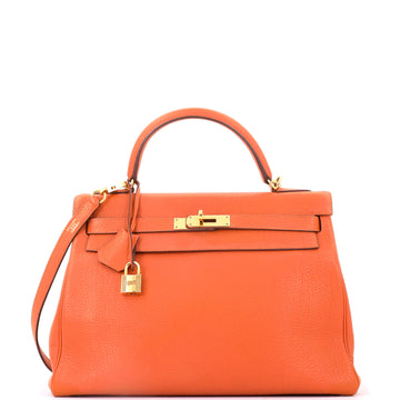 Hermes Kelly Handbag Orange Togo with Gold Hardware 32