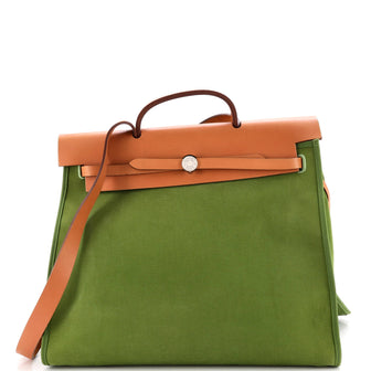Hermes Herbag Zip Leather and Toile 39