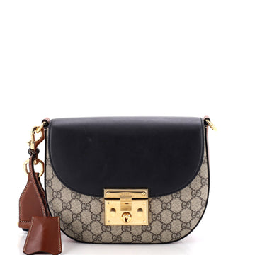 Gucci Padlock Saddle Shoulder Bag GG Coated Canvas and Leather Medium