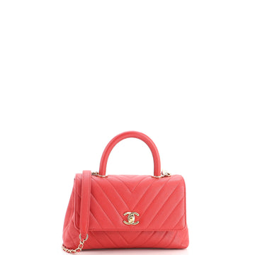 Chanel Coco Top Handle Bag Chevron Caviar Mini