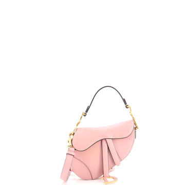 Christian Dior Saddle Handbag with Strap Leather Mini