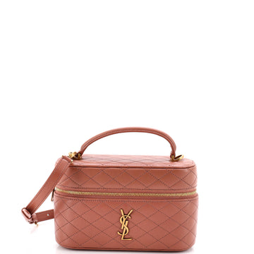 Saint Laurent Gaby Zip Around Vanity Bag Quilted Leather Mini