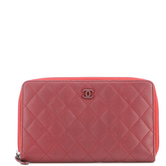Chanel Zip Around Organizer Wallet Quilted Lambskin Large