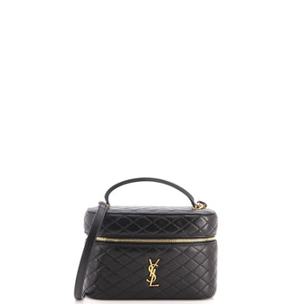 Saint Laurent Gaby Zip Around Vanity Bag Quilted Leather Mini