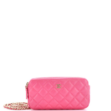 Chanel Double Zip Clutch with Chain Quilted Caviar