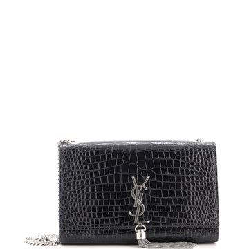 Saint Laurent Classic Monogram Tassel Crossbody Bag Crocodile Embossed Leather Medium