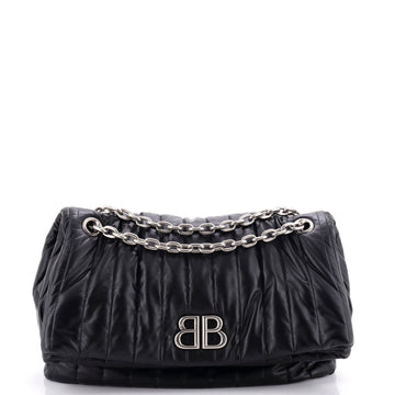 Balenciaga Monaco Chain Flap Shoulder Bag Quilted Leather Medium